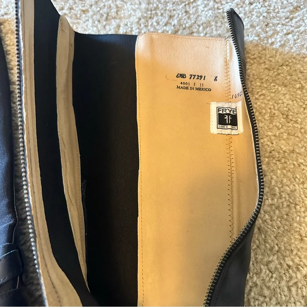 Frye Black Leather Tall Riding Boots Women’s Size 6.5 Classic Equestrian Style